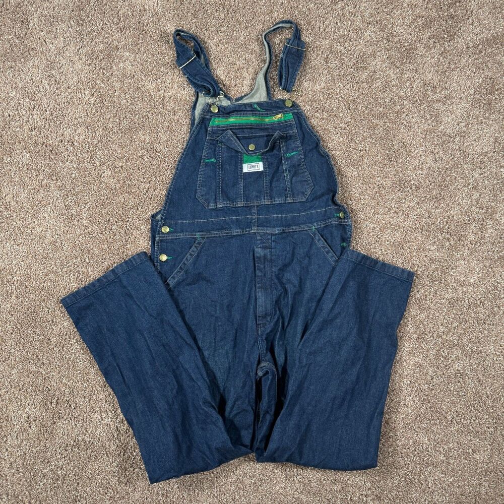 Vintage Liberty Overalls Mens 34x30 Blue Denim Bibs Work Farm Outdoor